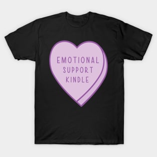 Emotional Support Kindle Candy Heart Tropes Book Purple T-Shirt